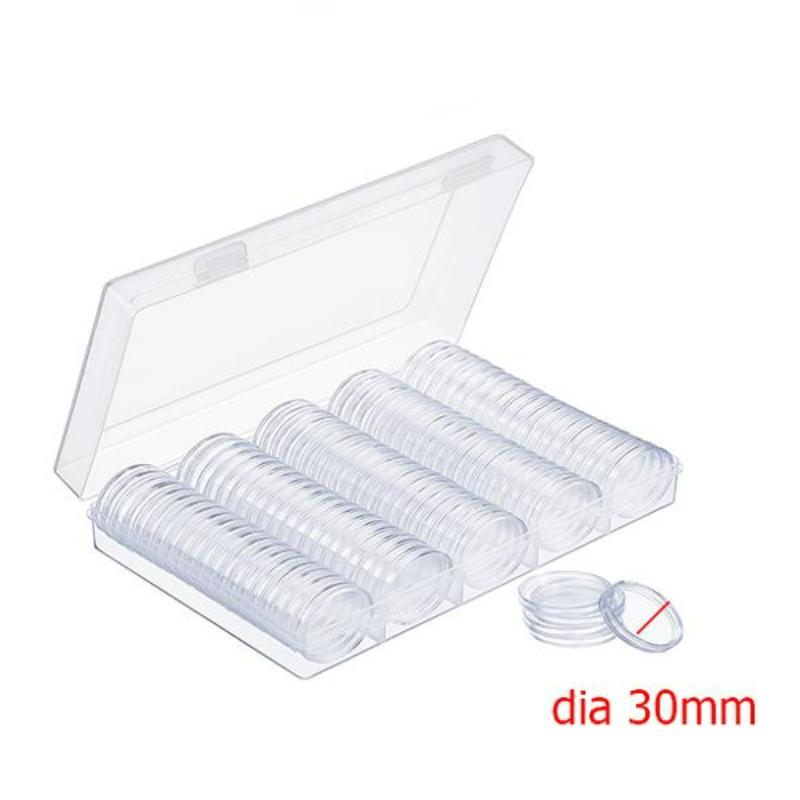 100 шт., прозрачный чехол-держатель для монет, 30 мм, прозрачный памятный коллекционный ящик для хранения монет, принадлежности для коллекции