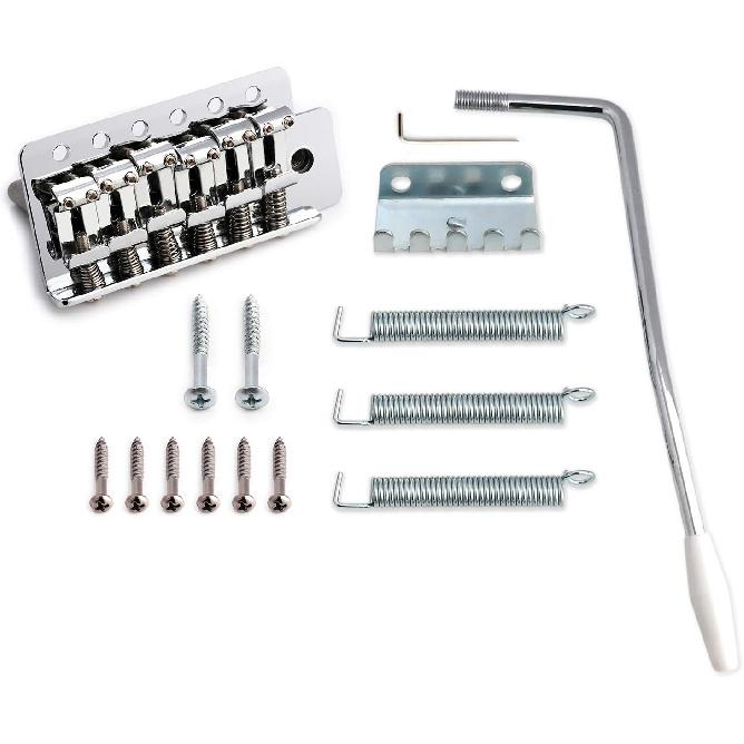 Металлор 6-струнный гитарный тремоло-бридж с рычагом для электрогитары в стиле Fender Strat Squier Хромированный.