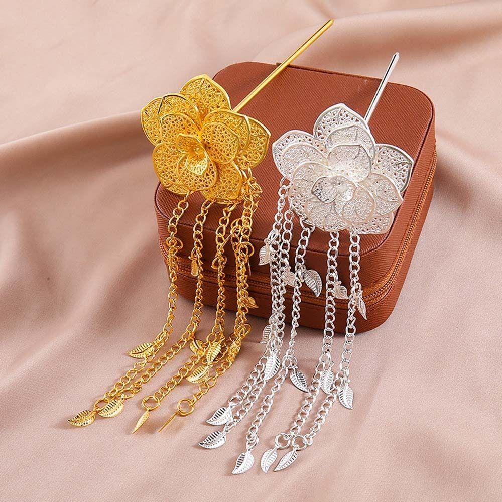 Flower Leaf Thai Ethnic Hair Fork Lightweight Tassel Headdress Girls Hair Accessories