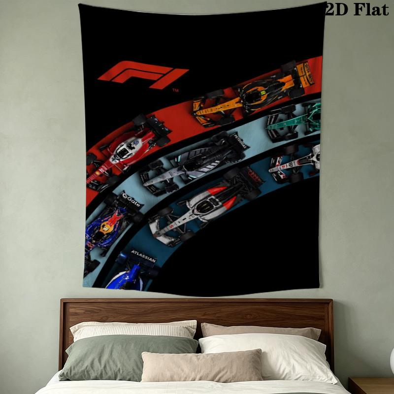 F1 Cars Pattern Wall Tapestry Aesthetic Wall Hanging Printed Fabric Blanket Decorative Tapestries for Bedroom Living Room Home Decor