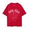 24S cross-border European and American trendy brand Sp5de spider web 555 portrait letter foam short-sleeved t-shirt men's and women's high street 
