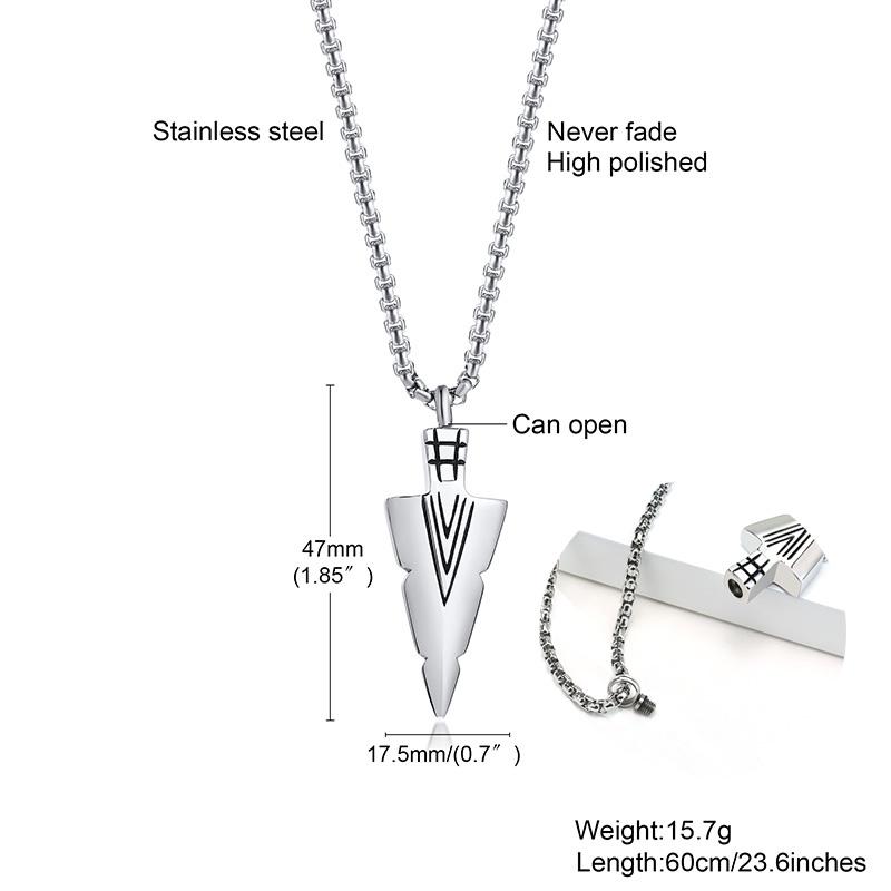 Man Necklace, Arrowhead Kunai Pendant,Stainless Steel Primal Tribal Spear Necklaces,Men Kunai Ethnic Viking Necklace
