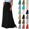 Women High Waisted Wide Leg Pants Summer Casual Flowy Palazzo Pants Solid Beach Trousers With Pocket