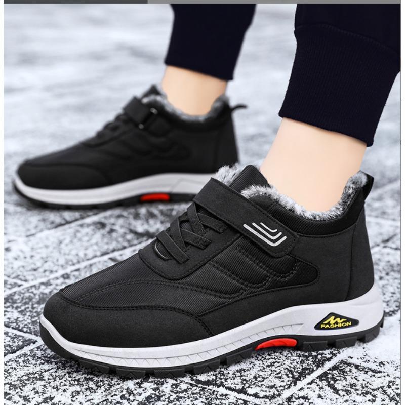 Модные новые зимние ботинки для мужчин Водонепроницаемая кожа Теплые снежные ботильоны Уличные Теплые Плюшевые Нескользящие Рабочие Высокие Повседневные Кроссовки