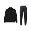 Solid Color Stand Collar Jacket Breathable Cuffed Sweatpants Casual Sports Suit Men Suit Black AWDT609-1+AKLT805-1