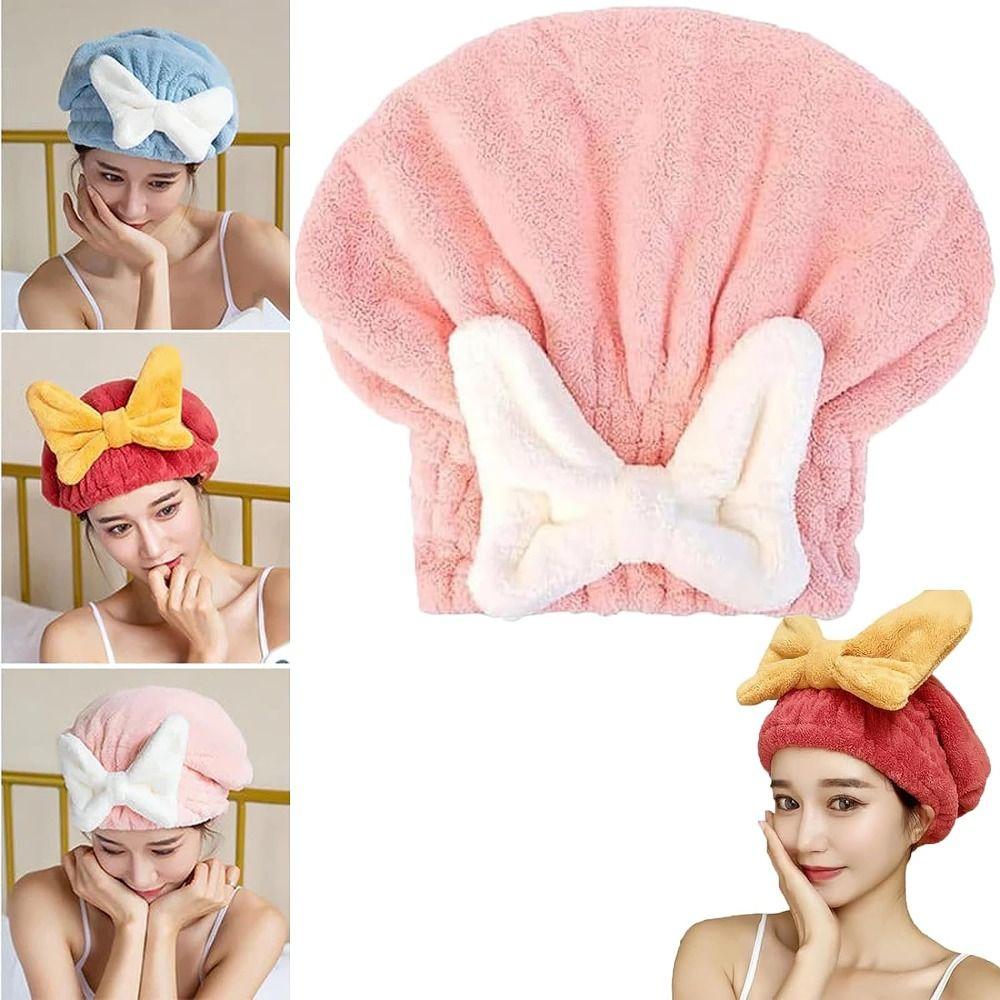 Absorbent Dry Hair Towel Thick Head Scarf Bowknot Bath Towels  Adult