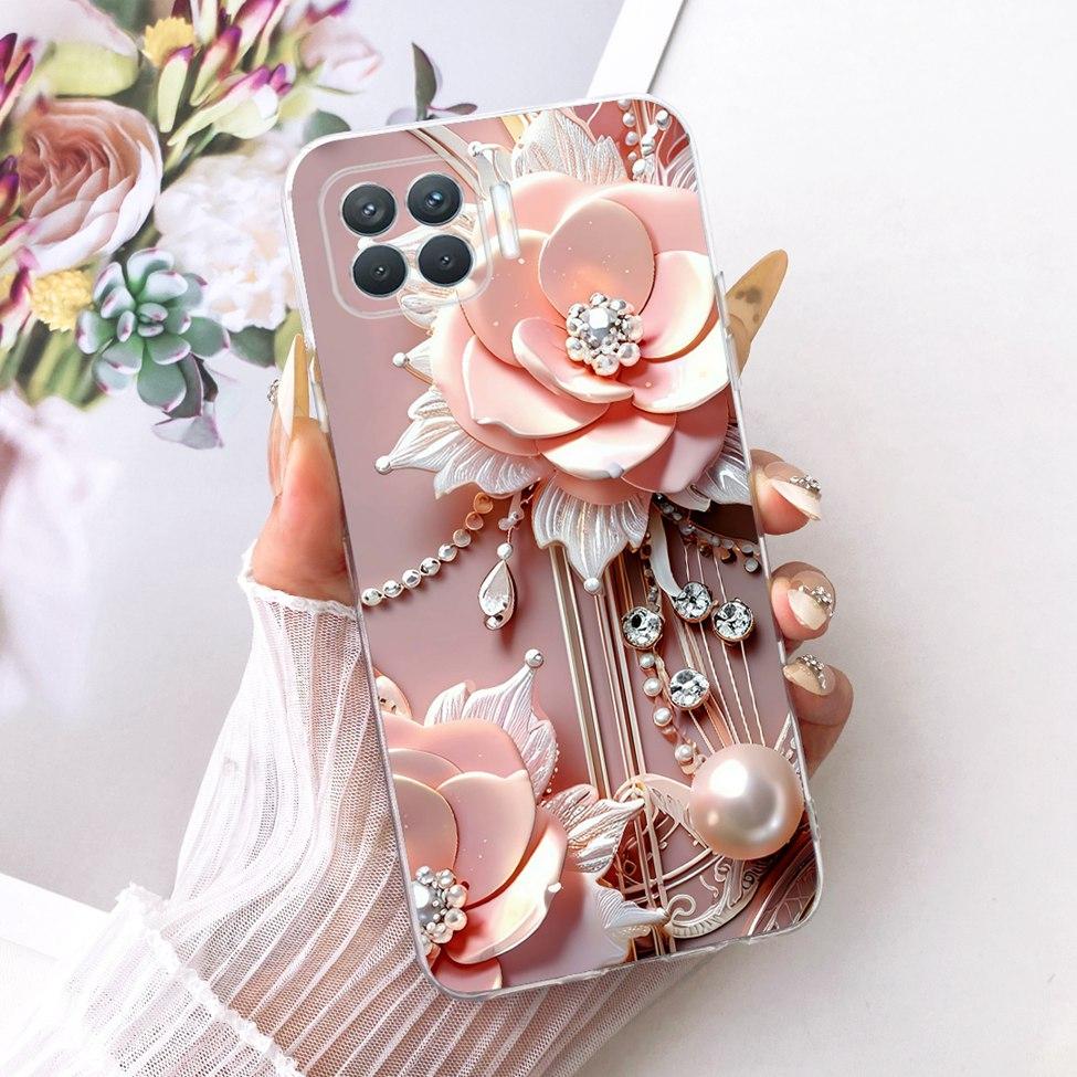 Clear For Oppo F17 Pro Case CPH2119 Cute Cat Fashion Butterfly Funny Painted Bumper Cover For Oppo F17 Pro Casing