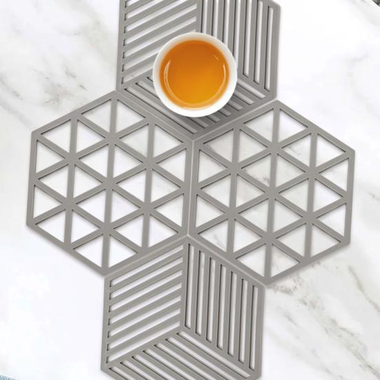 Силиконовая подставка-тривет Шестиугольная подставка Подставка под кастрюлю Термостойкая и нескользящая Настольные коврики Изолированные защитные накладки для рабочего стола для дома, бара, кафе