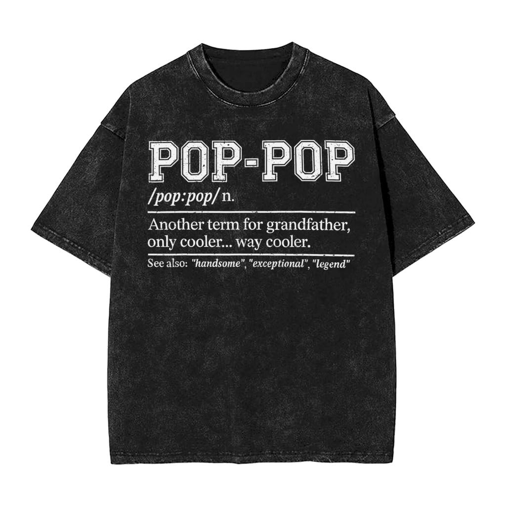Funny Popo Definition Grandpa Gift Washed Tshirt Men Street Style Cotton T Shirts Summer O Neck Tee Shirt Plus Size Clothes