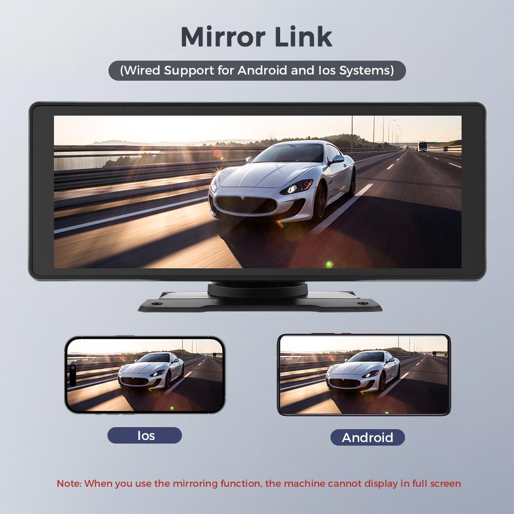 Автомобильный плеер Дисплей Монитор CarPlay Android Auto Мультимедийный MP5-плеер 10,26-дюймовый Портативный IPS-экран WiFi Bluetooth FM с 720P Видеорегистратором