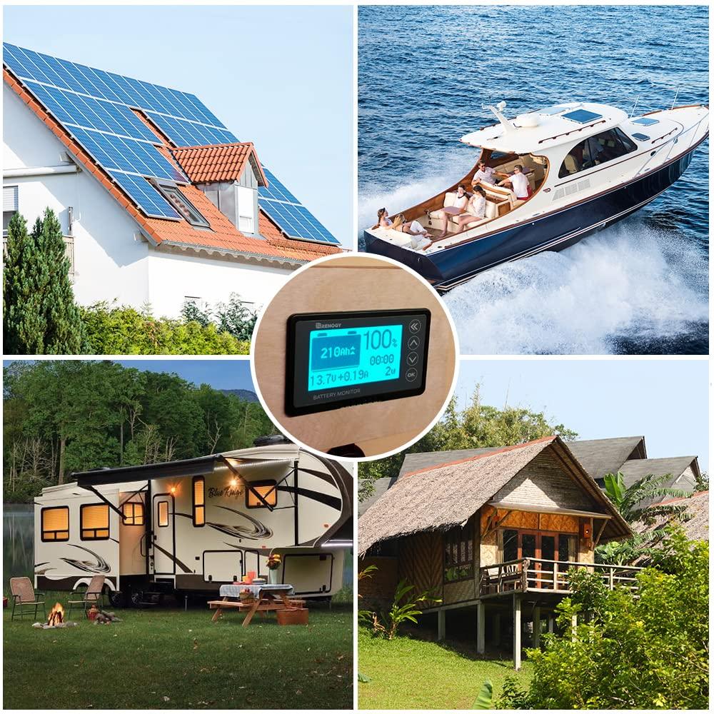 Renogy Monitor Voltmeter Ammeter Black &