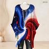 Plus Size Women Round Neck Batwing Sleeve Top Sketch Pink Heart Print Loose Casual Irregular Blouse