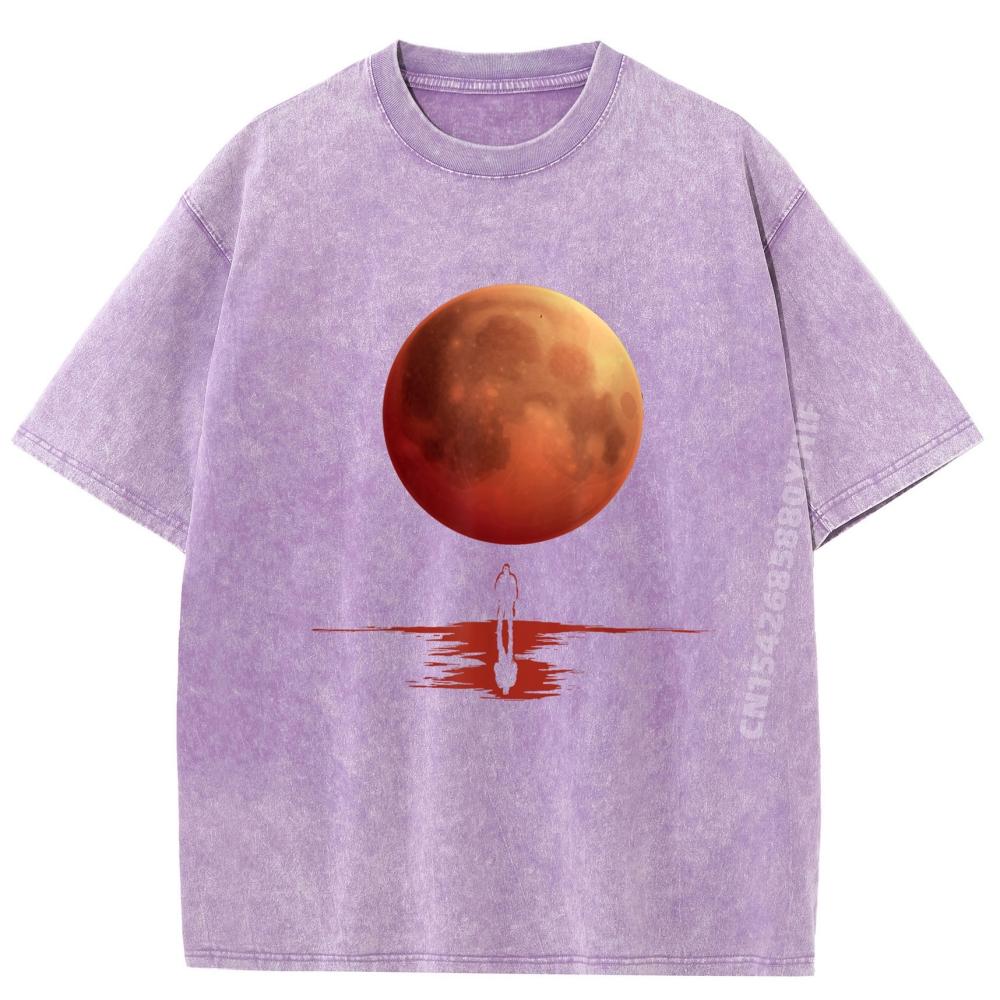 Total Lunar Eclipse 2025 March Red Moon Lunar Eclipse 2025 Plus Size Men Clothing Mans Comfortable Washed Tshirts
