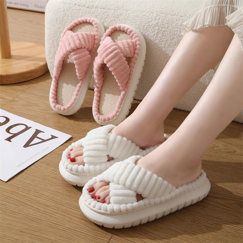 Весенние и осенние вельветовые домашние хлопковые тапочки, женские домашние тапочки, мужские и женские нескользящие тапочки с толстой подошвой из ЭВА, теплые домашние тапочки