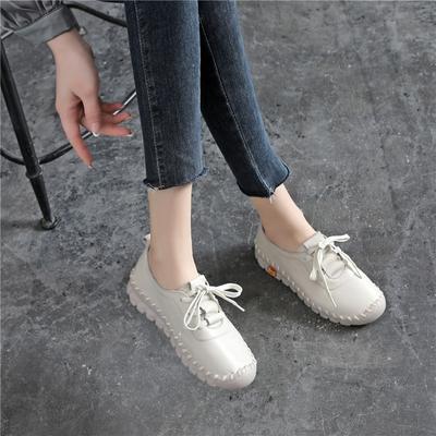 Кожаные женские туфли, мягкие сандалии на плоской подошве