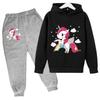 Girls' Hoodie Set Casual Sports Hoodie Set Cartoon Unicorn Print Spring and Autumn CuHK Children Long-sleeved Two-piece Set