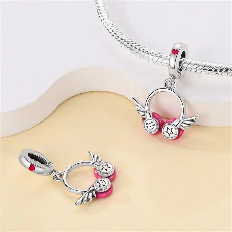 100% стерлингового серебра 925 пробы, панк-гитара, саксофон, музыкальные подвески, бусины, FitNew, оригинальные браслеты, ожерелья, изысканные ювелирные изделия своими руками, подарок