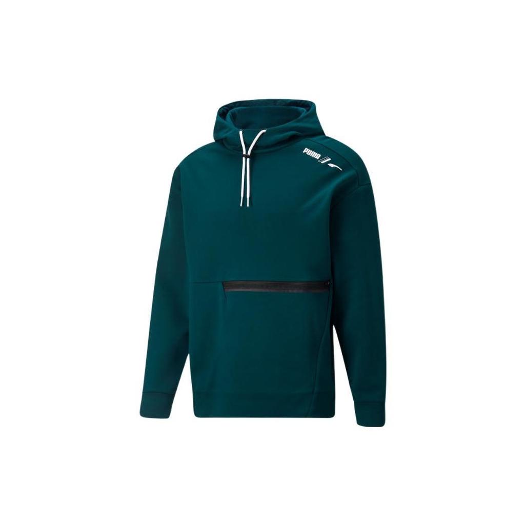 Puma Sportstyle Series Drawstring Printed Logo Hoodie Long Sleeve Men Tops Green 672471-24
