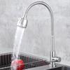 Modern 304 Stainless Steel Single Cold Water Kitchen Faucet with Flexible 360 Swivel Spout Anti-splash Design Brushed Finish