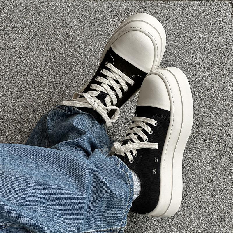 Американские ретро-парные туфли на платформе с увеличенной подошвой, универсальные парусиновые туфли с большой головой, повседневные туфли-дерби 18453-J