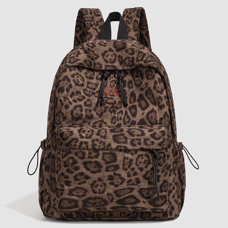 Ретро-рюкзак в европейско-американском стиле с леопардовым принтом — модная школьная и дорожная сумка.