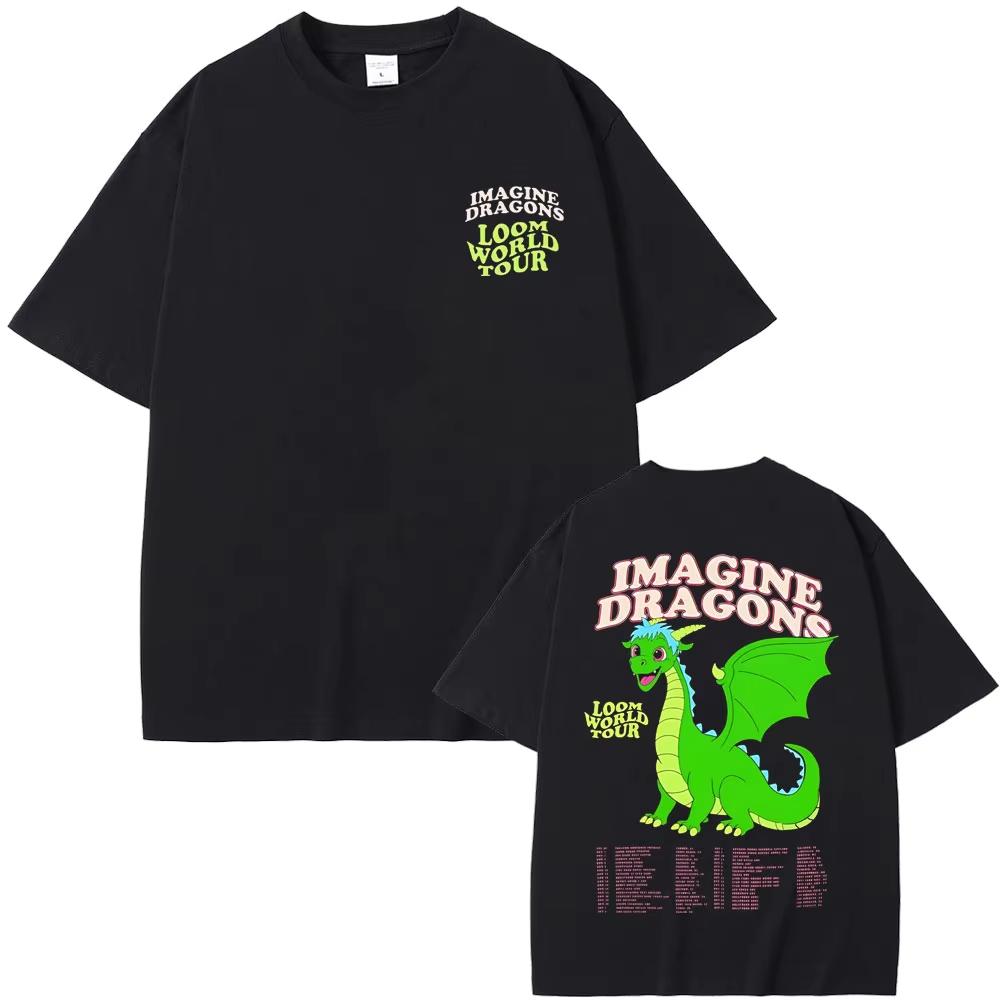 Рок-группа Imagine Dragons Мультяшные Графические Футболки Loom Мировой Тур 2025 Футболки Мужские Женские Модные Оверсайз Футболки с Коротким Рукавом