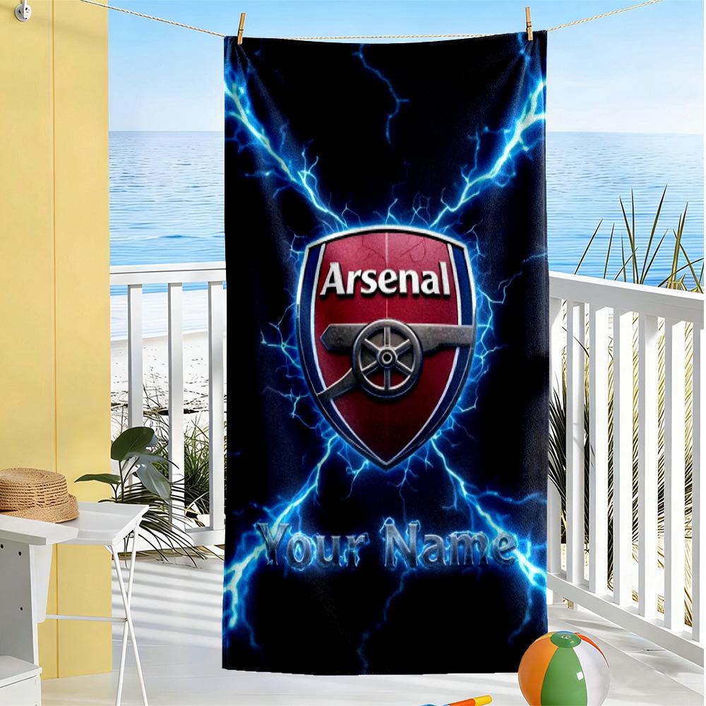 Arsenal F.c. Customizable Name Beach Towel Super Soft Microfiber Quickdry Fabric Suitable for Swimming Gym Camping Yoga Vacation