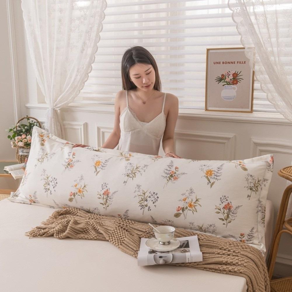 Rectangle Long Pillow Cover Floral Print Hugging Pillowcase for Bedroom Decor