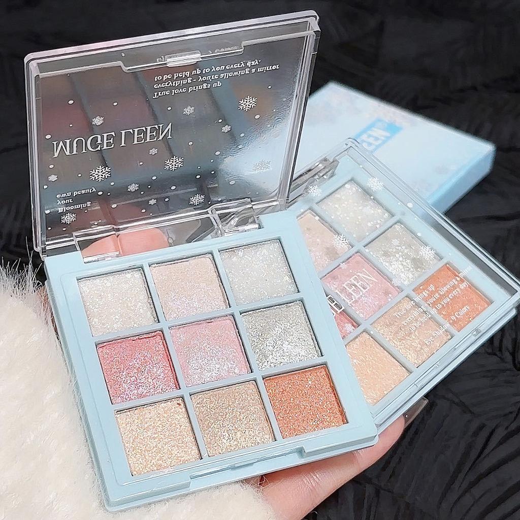 Multi-color Selection For Women Nine-Color Waterproof Matte & Glitter Eyeshadow Palette - Long-lasting, Sweat-proof, and Brightening