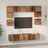 Wall Mounted TV Cabinet Set 8 pcs Reclaimed Wood Effect Particleboard