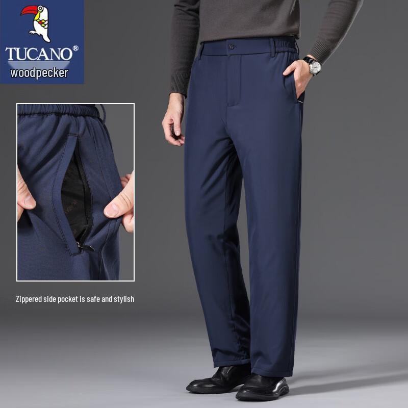TUCANO Men's Winter Fleece-Lined Business Casual Straight Leg Pants