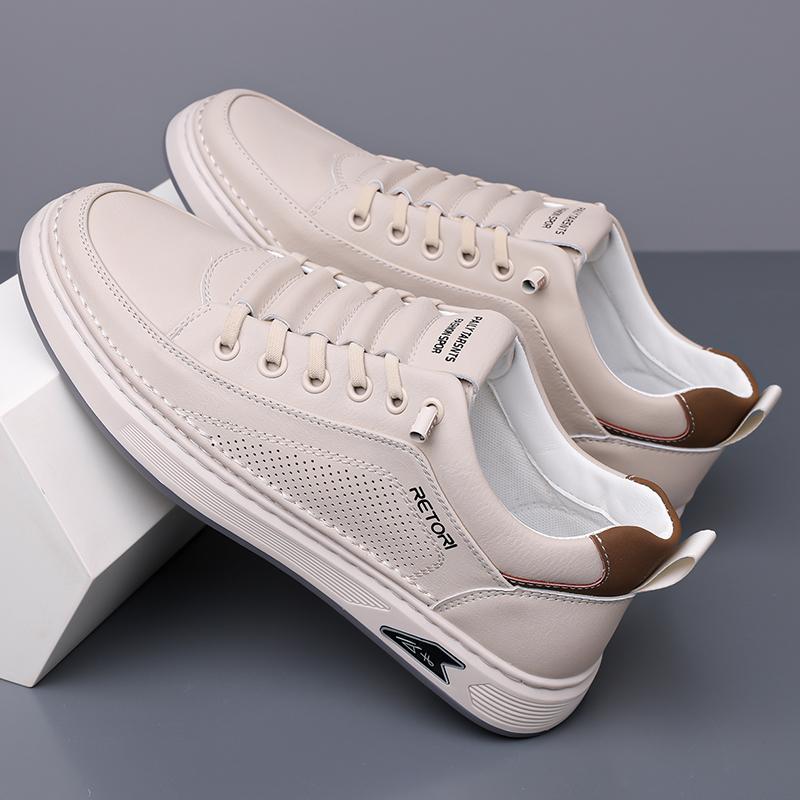 Мода 2025 Новые кожаные мужские слипоны Ручная работа Повседневная обувь Мужские кроссовки на шнуровке для ходьбы Уличная обувь для бега Офисная мужская обувь для скейтбординга