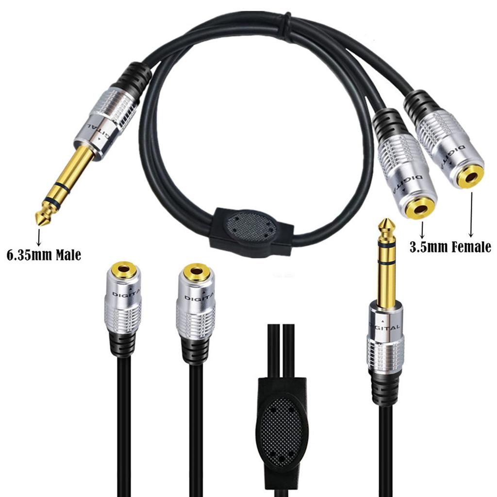Dual- 3.5mm 1/8" TRS Stereo Female To 1/4 Inch 6.35mm Male Mono Male Y Splitter Cable 5ft/1.5m