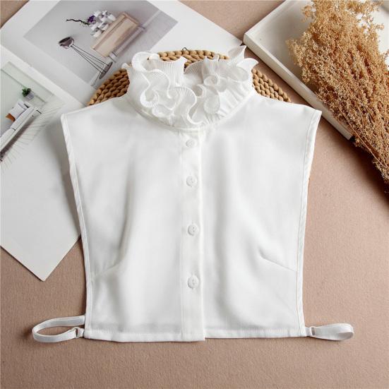 Fake Collar Lace Jacquard Tube Top Button Closure Adjustable Bust Solid Color Fake Collar Formal Casual Wear