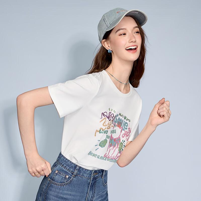 Женская футболка Betu 2026 Весна/Лето Свободного кроя с графическим принтом, короткий рукав