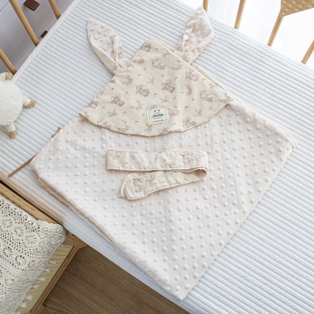 Двухслойная марлевая пеленка-конверт для новорожденного с принтом, длинными ушками, одежда для роддома, одинарная, для новорожденного, плотная