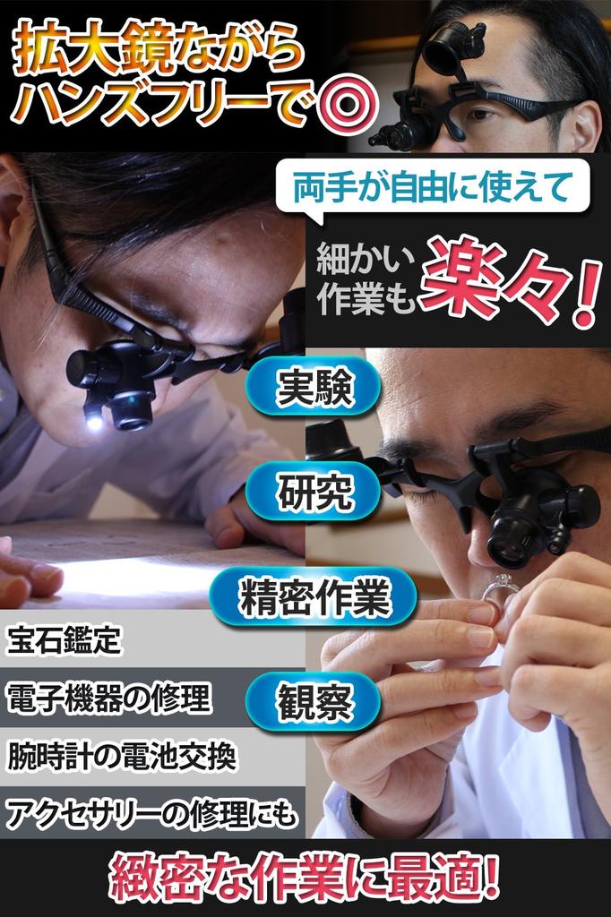 Phoenix Magnifying Glass [10x, 15x, 20x, and 25x Magnification] with 4 Lenses, Hands-Free, 2 LED Lights, and Headband Included (45-Day Warranty) -