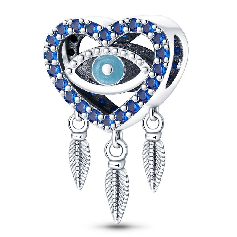 Evil Eye Beaded Bracelet Pendant with Zircon Blue Eye Bead Accessories Stylish Versatile Combination