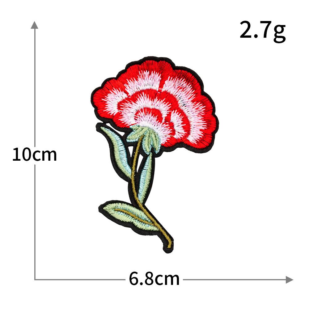 Computer Embroidery National Style Rose Big Safflower Embroidery Cloth Sticker Seam-Free Hot Melt Adhesive Patch Clothing Accessories