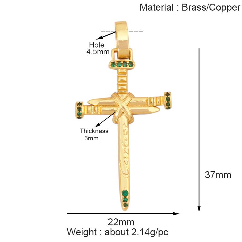 Holy Religious Jesus Cross Virgin Mary Charms Pendant, Gold Plated Colourful Zircon Shell Jewelry Necklace Accessories K63
