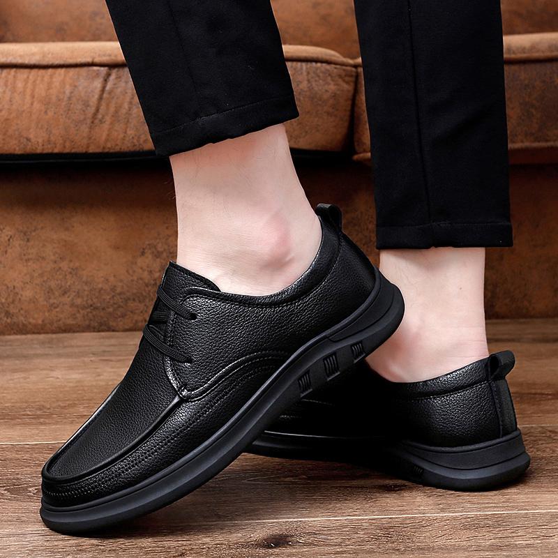 Genuine Leather Shoes Men Cow Leather Mens Casual Shoes Black Brown Plus Size Wedding Party Dress Shoes