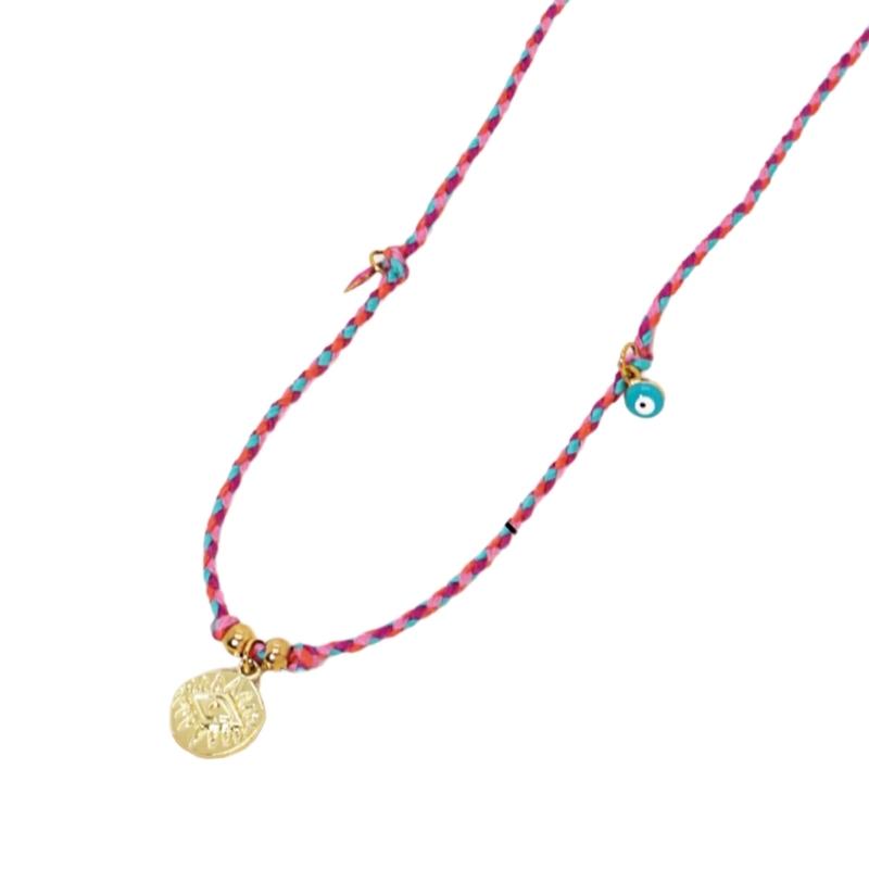 Уникальное ожерелье из хлопкового шнура с подвеской-шармом «Перец, глаз дьявола». Элегантная цепочка до ключиц для модных женщин.