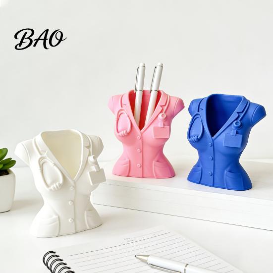 Medical Staff Gift Nurse Uniform Pen Holder, 3D Printed Theme Desk Organizer for Healthcare Professional Pens Makeup Brushes Small Stationery,