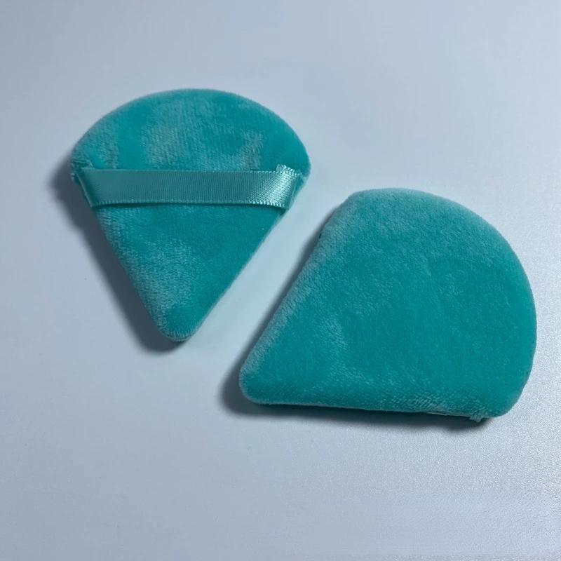 1pc Velvet Triangle Shaped Powder Puff Wet Dry Used Washable Soft Makeup Sponge Tool For Foundation Powder Blusher