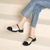 Q1-1 Color Matching Mary Jane Single Shoes Women's British Style Light Mouth Niche Design Empty Bag Head Drag Thick Heel Slippers