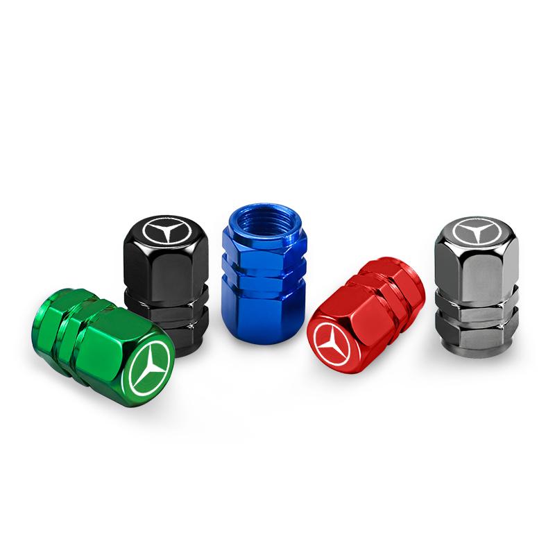 VFO1 Aluminum Car Tire Valve Caps For Mercedes Benz AMG W203 W206 W220 W205 W211 W108 Wheel Valve Stem Air Valve Cap Car Accessories