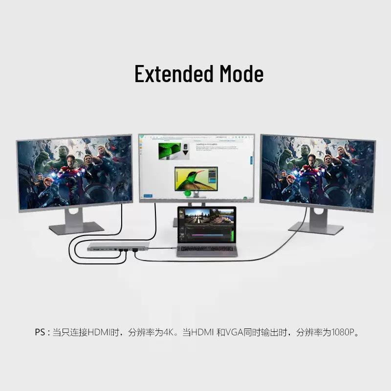 Универсальная док-станция 12-в-1 с двумя портами HDMI, гигабитным Ethernet и многофункциональной подставкой для ноутбука