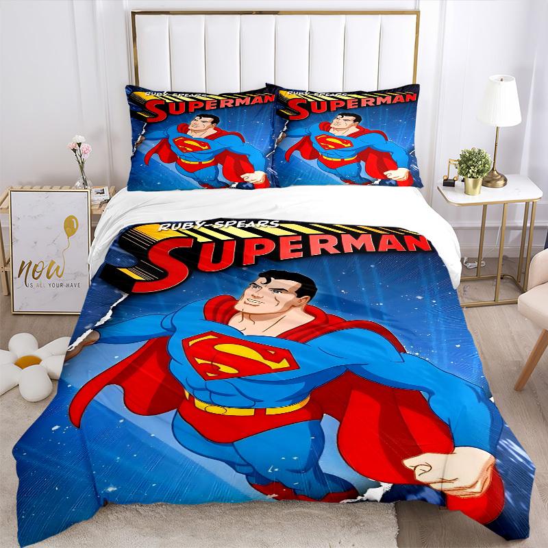 3pcs Superman Cover Set,Soft Comfortable Duvet Cover,Guest Room (1*Duvet Cover + 2*Pillowcases, Without Core) yy251024109