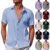 Designer Spring Summer Men's Casual Cotton Linen Solid Color Short Sleeve Shirts Loose Shirts