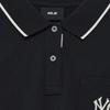 MLB Womens Monogram PQ T-Shirts New York Yankees Button Pocket Striped Short Sleeve Women T-Shirts Black 3FPQM0433-50BKS